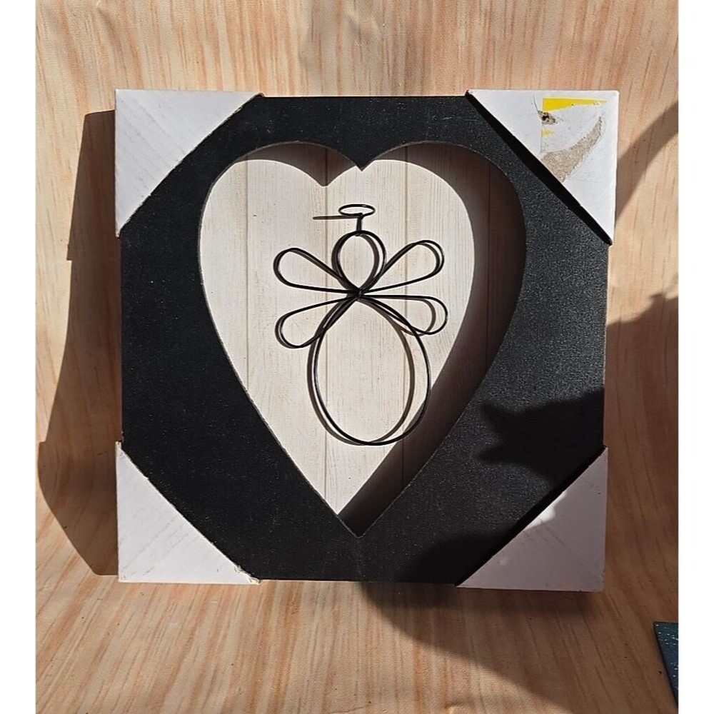 One Blessed  Black 8"X8"  ANGEL METAL WOOD Home Decor